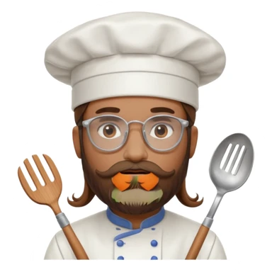 Foggy glasses Pastry chef whith long brown hair and beard sticker