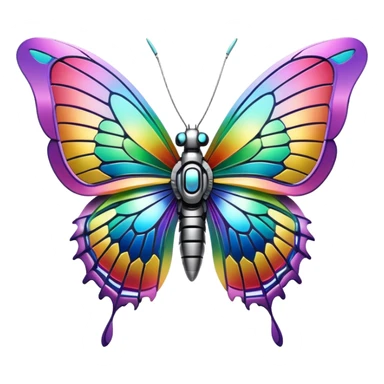 Robotic Iridescent Rainbow Cybernetic Futuristic Cyber Butterfly sticker