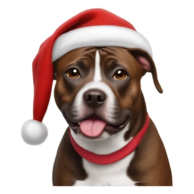 Brown staffy wearing santa hat sticker