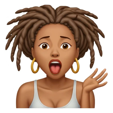 Black woman with locs yawning  sticker