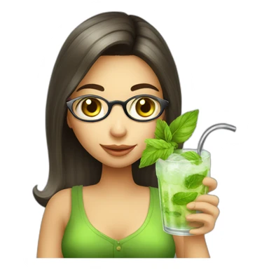 argentine girl with magnifying glass drinking mojito sticker