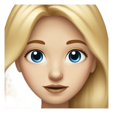 Long blond haired girl with big blue eyes on a small brown mole under her right eye , dark brows and lashes and medium lips and nose  sticker