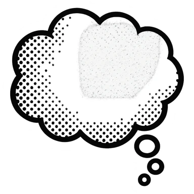 empty comic thought bubble, outlined, classic cartoon style, no face sticker