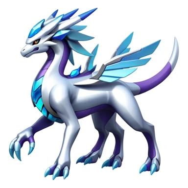 Futuristic Modern Shiny Cyber-Suicune-Dialga-Reshiram-Creature, (full body) sticker