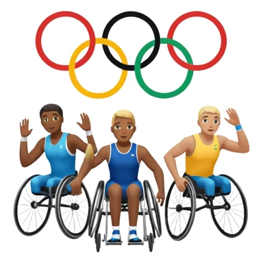 paralympic games with disable athletes with the olympic rings sticker