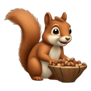 squirrel with nuts sticker