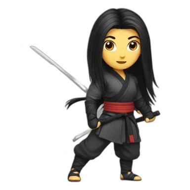 long black hair, ninja, girl sticker