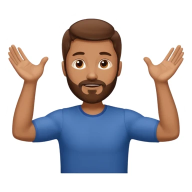 A man with brown hair and beard with his arms open waiting for a hug sticker