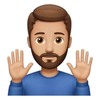 A man with brown hair and beard waiting for a hug sticker