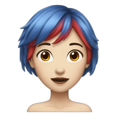 woman Chinese Red and blue hair hi! sticker