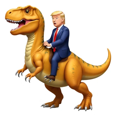 Donald Trump riding wild T-rex sticker