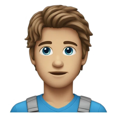 determined boy brown long hair blue eyes sticker