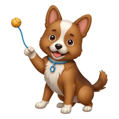 dog playing with a string toy sticker