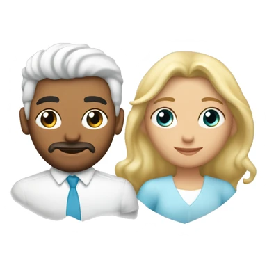 Corazón celeste con mujer blanca y hombre moreno besándose  sticker