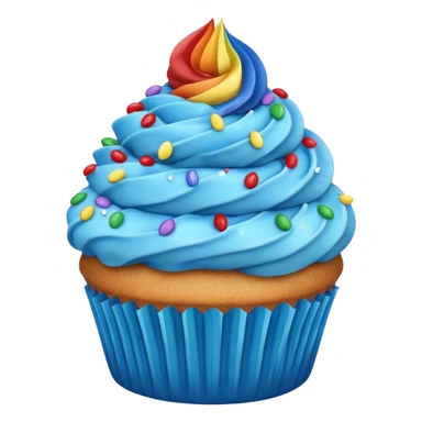 cupcake with blue frosting and rainbow sprinkles sticker