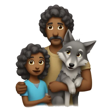 Wolf mother and father with her Little Wolf kid sticker