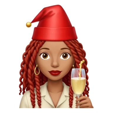 Afrolatina with long red deadlocs with curls at the ends celebrating sticker