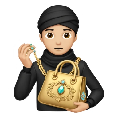 Thief with stolen jewelry bag sticker