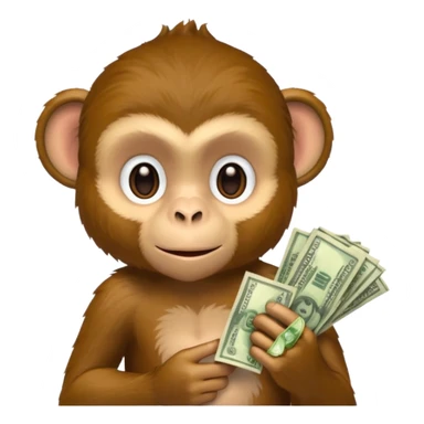 monkey holding money on sholdue sticker