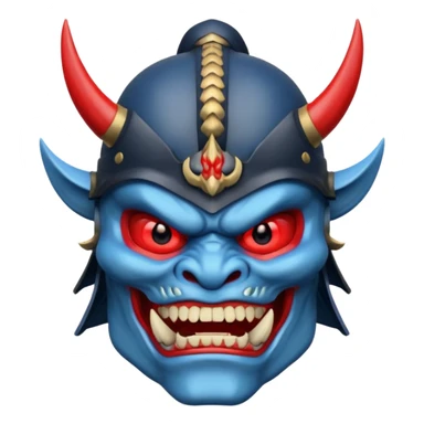 blue oni with samurai helmet face sticker