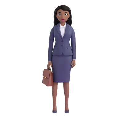 Accomplished African female executive with long straight black hair, sharp business attire, commanding presence sticker