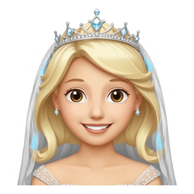 blonde bride silver diamond tiara and veil sticker