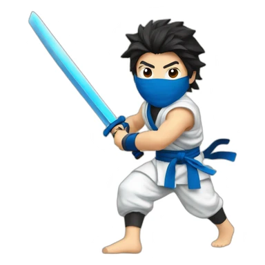 ryu,ninja,barefoot,blue-sleeveless-outfit,blue-ninja-mask,running-to-the-right,slashing-sword sticker