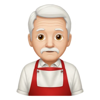 ai aik old man with white hair wearing red appron sticker