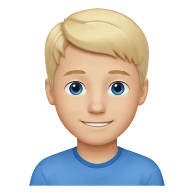 Blonde hair blue eyed boy wearing am sticker
