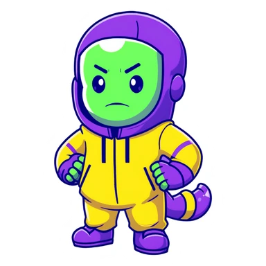 purple-skinned Thanos wearing a green Squid Game player tracksuit with number 230 sticker