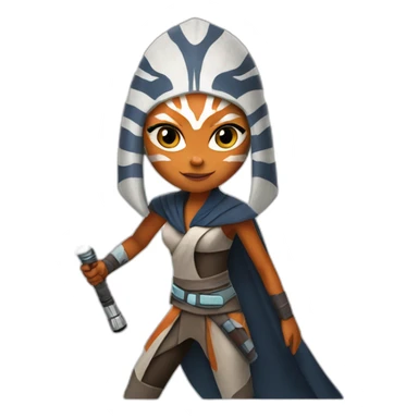 Ahsoka with two lightsabers  sticker