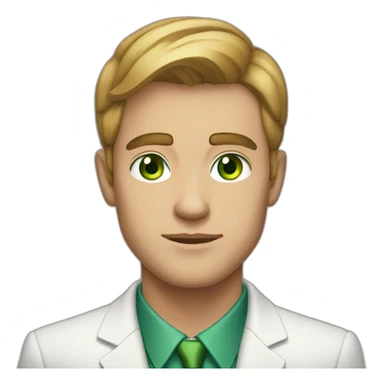 A 25-year-old man with green eyes In a classic suit sticker