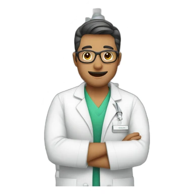 Pharmacist with a seringe sticker