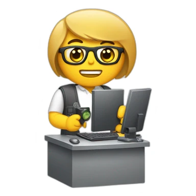 chico con computadora sticker