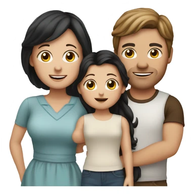 White mom with black hair, white dad with brown hair, and two young toddler white daughters with brown hair sticker