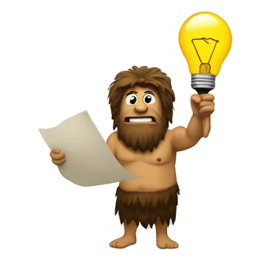 caveman light bulb moment with pen and paper sticker