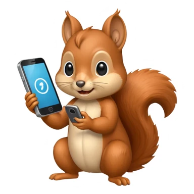 A squirrel holding a phone  sticker