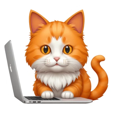 Cat using a laptop sticker
