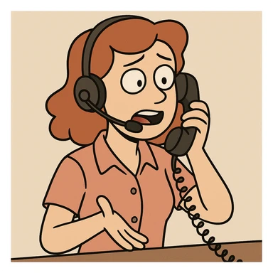 call center agent on the phone, western adult animation cartoon style sticker