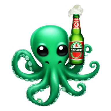 Octopus holding a Heineken beer with his tentacle  sticker