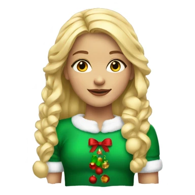 blonde girl with hoop earrings in Christmas clothing  sticker