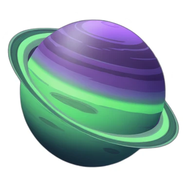 green planet with purple saturn rings with grey moon sticker