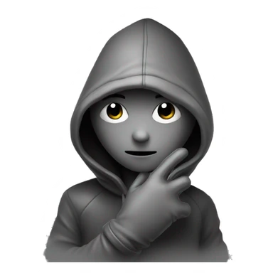 grayscale mysterious hooded boy in gloves sticker