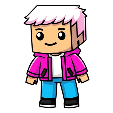 Garett Garrison from Minecraft movie wearing a bright pink jacket sticker