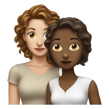 mixed woman with brown hair kissing white woman with brown hair sticker