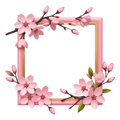 Delicate cherry blossoms around the outline of photo frame sticker
