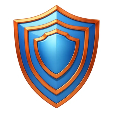 glitter blue and orange shield sticker