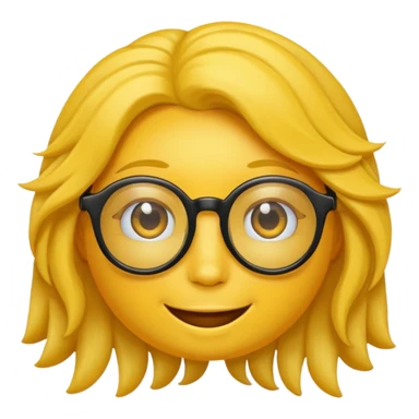 Realiza un emoticon amarillo sonriente, con lentes oscuros y cabello rizado sticker