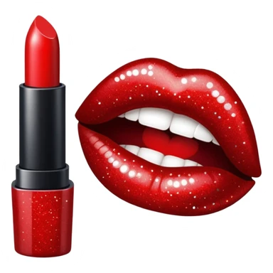 red lipstick with glitter sticker
