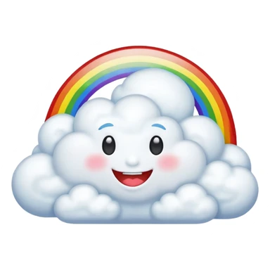 Smiling cloud with a rainbow behind it sticker